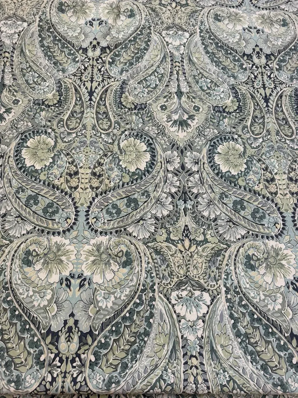 Pottery Barn Jordana Blue Green Paisley Queen Duvet Cover